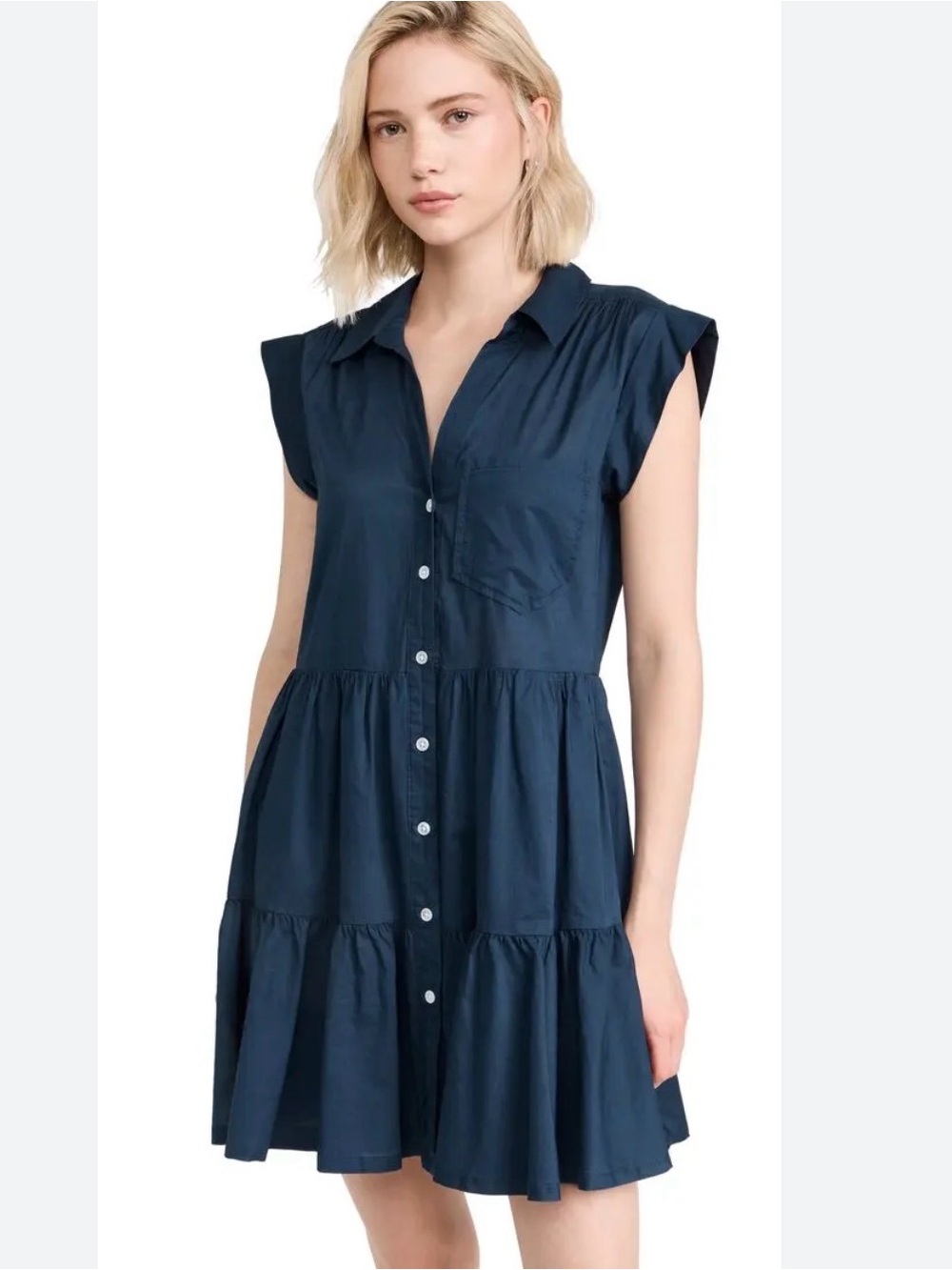 VERONICA BEARD Trisha Shirt Dress Navy Medium